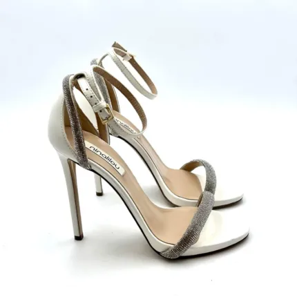 Sandalo Gioiello Ninalilou  Nappa Bianco tacco 11cm e plateau 1,5cm art 321007
