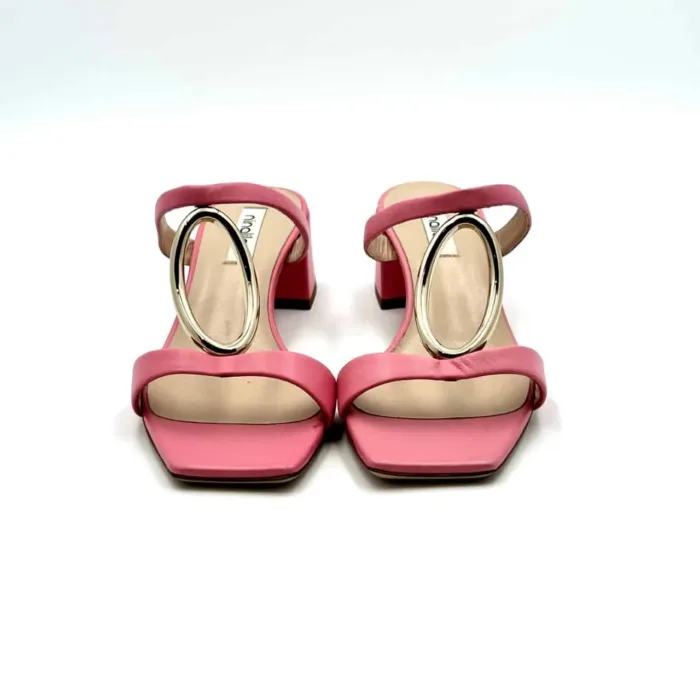 Sandali Ninalilou in nappa Fucsia e accessorio Platino, Tacco 5 cm art 321090M5, foto 3 di 6