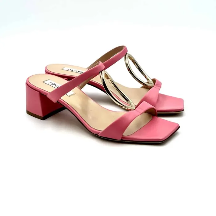 Sandali Ninalilou in nappa Fucsia e accessorio Platino, Tacco 5 cm art 321090M5, foto 2 di 6