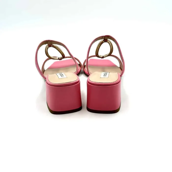 Sandali Ninalilou in nappa Fucsia e accessorio Platino, Tacco 5 cm art 321090M5, foto 5 di 6