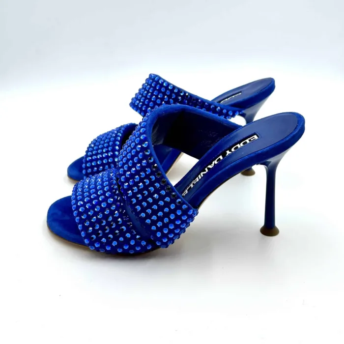 Sabot Mules Gioiello Eddy Daniele in Camoscio Blu Elettrico e tacco 10cm art ES23970, foto 3 di 5