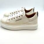 Sneakers Beatrice Lorenzo Mari In Pelle Avorio,Zeppa 4 cm - immagine 3