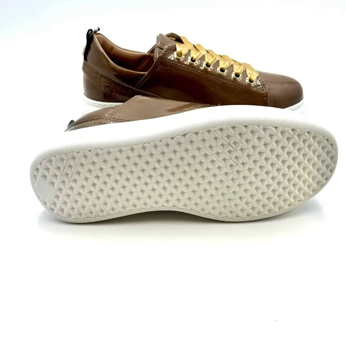 Sneakers Beatrice Lorenzo Mari In Vernice Tortora,Zeppa 4 cm, foto 5 di 5