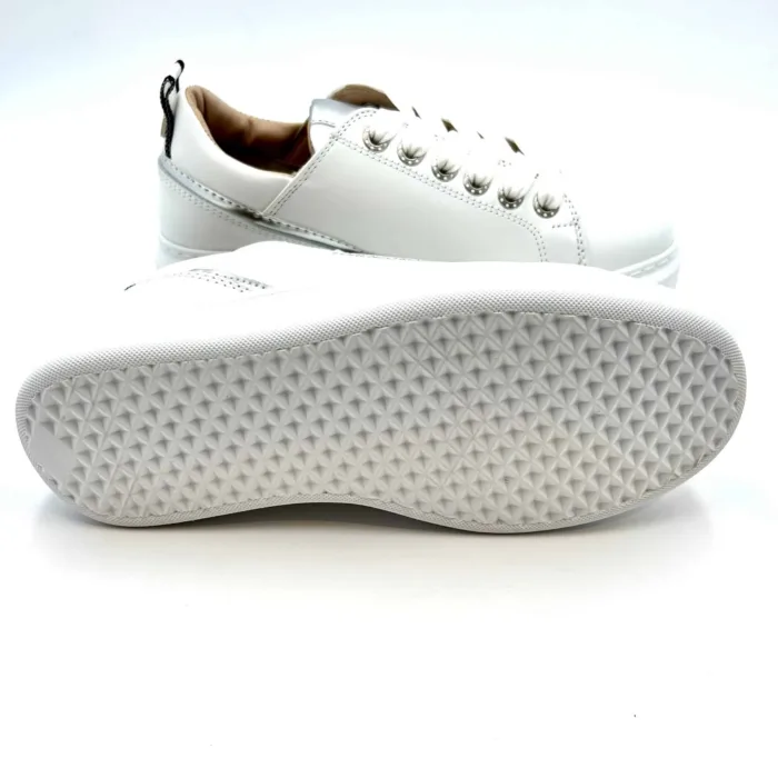 Sneakers Fenice Lorenzo Mari In Pelle Bianca,Zeppa 4 cm, foto 5 di 5