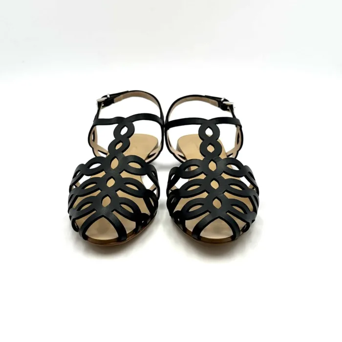 Sandalo Ragnetto Anna F in Pelle Nera art 3628, foto 3 di 4
