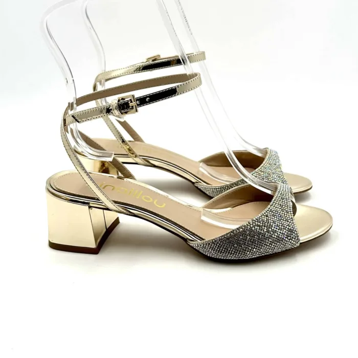 Sandalo Gioiello Ninalilou in pelle Specchio Platino tacco 5 cm art 331098b5, foto 1 di 6