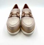 Mocassino con zeppa in rafia Lorenzo Mari color Cipria, accessorio gioiello e zeppa 6cm art. PATTY 02 - immagine 2
