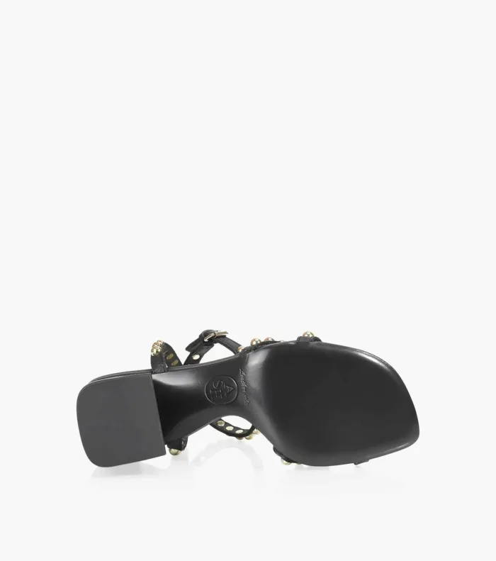 Sandalo ASH in Nappa Nera, Borchie Oro e tacco 7 cm art. Ash Rachel, foto 4 di 4
