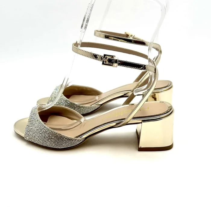 Sandalo Gioiello Ninalilou in pelle Specchio Platino tacco 5 cm art 331098b5, foto 5 di 6