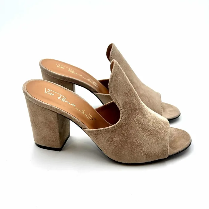 Sabot Mules Via Roma 15 in Camoscio New Biscuits Tacco 8cm art 2646, foto 1 di 5