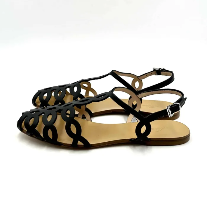 Sandalo Ragnetto Anna F in Pelle Nera art 3628, foto 2 di 4