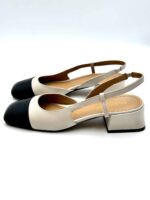 Slingback Bruno Premi in Nappa Avorio con Dettagli a Contrasto Neri Tacco 4cm art BF0403X - immagine 2