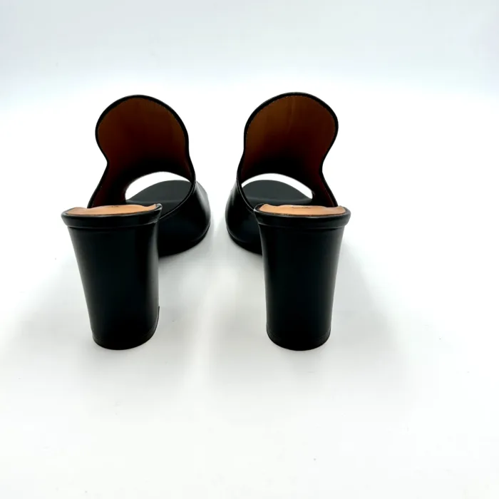 Sabot Mules Via Roma 15 in Pelle Nera Tacco 8cm art 2646, foto 4 di 5