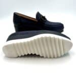 Mocassino con zeppa in rafia Lorenzo Mari color Blu, accessorio gioiello e zeppa 6cm art. PATTY 02 - immagine 5