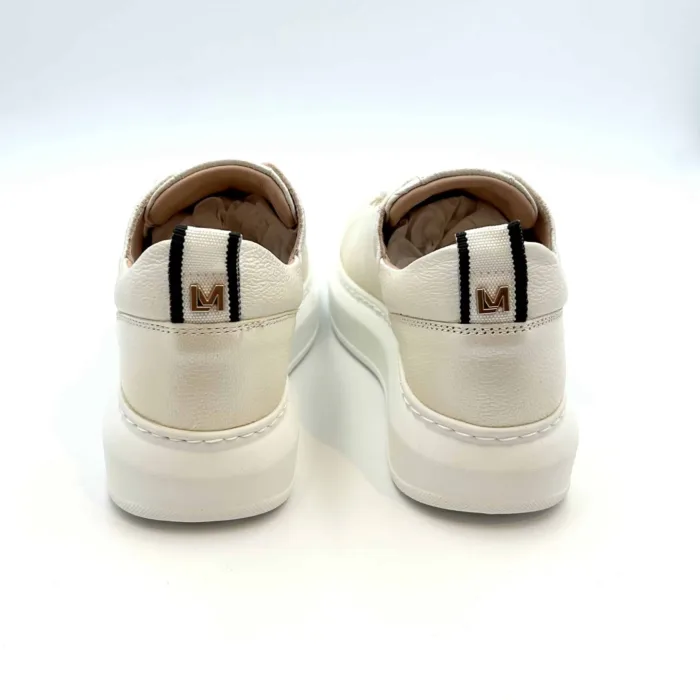 Sneakers Beatrice Lorenzo Mari In Pelle Avorio,Zeppa 4 cm, foto 4 di 5