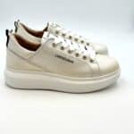 Sneakers Beatrice Lorenzo Mari In Pelle Avorio,Zeppa 4 cm