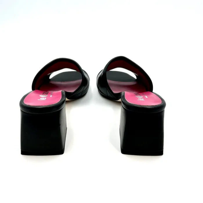 Sabot Mules Le Babe in pelle Matelassè Nera,tacco h. 6 cm  art. 4548, foto 4 di 5