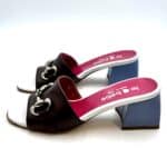 Sabot Mules Le Babe in pelle Testa di Moro,tacco azzurro h. 6 cm  art. 4541 - immagine 3