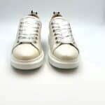 Sneakers Beatrice Lorenzo Mari In Pelle Avorio,Zeppa 4 cm - immagine 2
