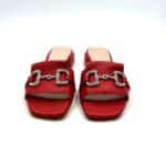 Ciabatta Lorenzo Mari In Pelle Rossa, Morsetto Gioiello Tacco 3 cm art. Samu 01 - immagine 2