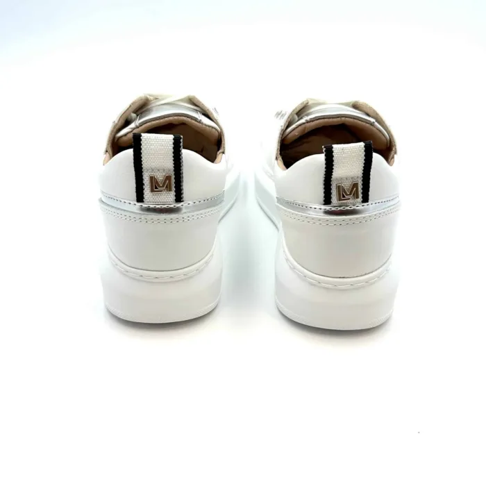 Sneakers Fenice Lorenzo Mari In Pelle Bianca,Zeppa 4 cm, foto 4 di 5