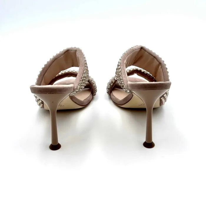 Sabot Mules Gioiello Eddy Daniele  in Camoscio Nude e tacco 10cm art ES23970, foto 3 di 4