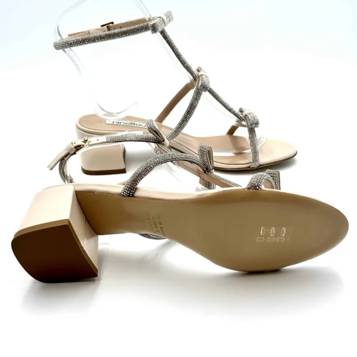 Sandalo Gioiello Ninalilou in nappa Cream tacco 5 cm art 331095B5, foto 5 di 5