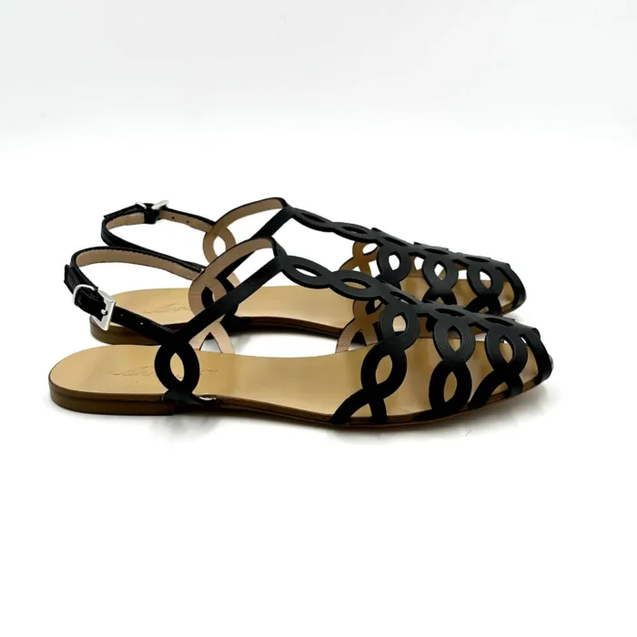 Sandalo Ragnetto Anna F in Pelle Nera art 3628, foto 1 di 4
