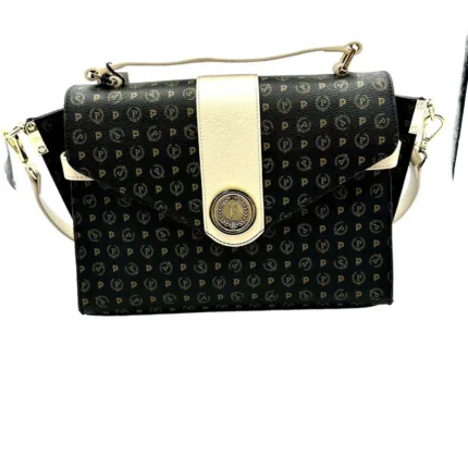 Borsa a mano Pollini Heritage con tracolla Nera con dettagli Avorio TE8504