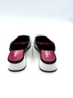 Slingback Le Babe in Vernice Nera con Tacco e Dettagli a Contrasto BIanchi 4cm art 1423 - immagine 4