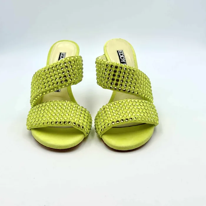 Sabot Mules Gioiello Eddy Daniele  in Camoscio Verde Lime e tacco 10cm art ES23970, foto 2 di 5