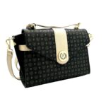 Borsa a mano Pollini Heritage con tracolla Nera con dettagli Avorio TE8504 - immagine 2