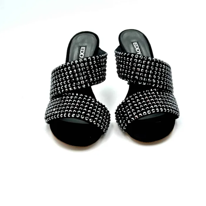 Sabot Mules Gioiello Eddy Daniele  in Camoscio Nero e tacco 10cm art ES23970, foto 2 di 5