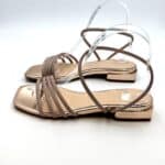 Sandalo Lorenzo Mari In Pelle Glitter Oro Rosa Tacco 3 cm art. Samu 04 - immagine 3