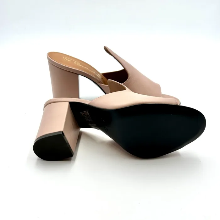Sabot Mules Via Roma 15 in Pelle Nude Blush Tacco 8cm art 2646, foto 5 di 5