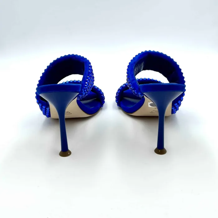 Sabot Mules Gioiello Eddy Daniele in Camoscio Blu Elettrico e tacco 10cm art ES23970, foto 4 di 5