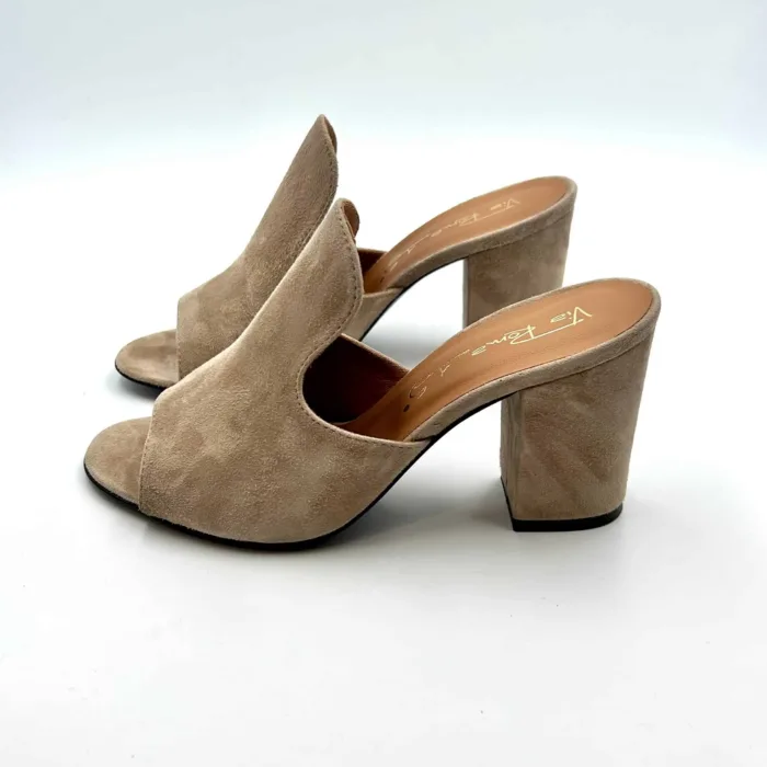 Sabot Mules Via Roma 15 in Camoscio New Biscuits Tacco 8cm art 2646, foto 3 di 5