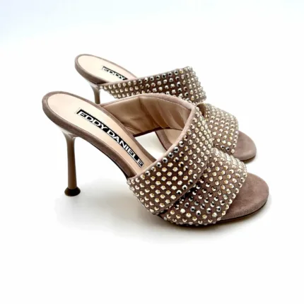 Sabot Mules Gioiello Eddy Daniele  in Camoscio Nude e tacco 10cm art ES23970