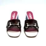 Sabot Mules Le Babe in pelle Testa di Moro,tacco azzurro h. 6 cm  art. 4541 - immagine 2