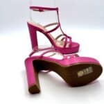 Sandalo Lorenzo Mari In pelle Fucsia, con cinturino alla caviglia e tacco 12cm Plateau 2,5 cm art. Iuventas 02 - immagine 2