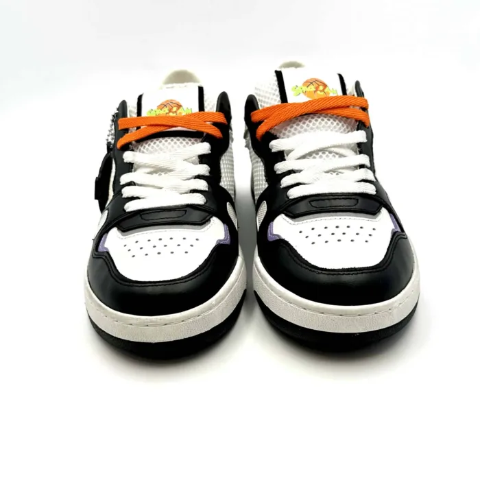 Sneakers Uomo Crime London modello Space Jam in pelle Bianca e Nero con inseri in rete mod. OFF COURT art. 77300, foto 3 di 4