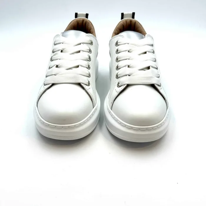 Sneakers Fenice Lorenzo Mari In Pelle Bianca,Zeppa 4 cm, foto 2 di 5
