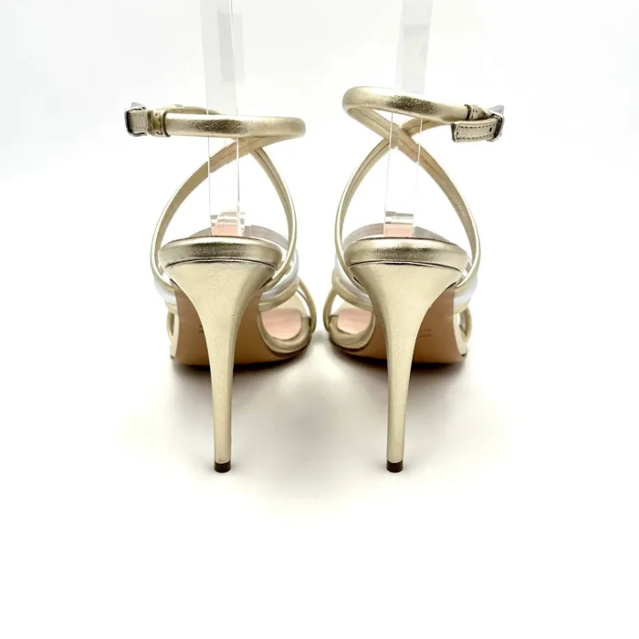 Sandalo Anna F in nappa Platino e Oro, tacco 11 cm Plateau 1 cm art. 3672, foto 2 di 5