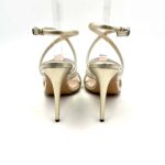 Sandalo Anna F in nappa Platino e Oro, tacco 11 cm Plateau 1 cm art. 3672 - immagine 2