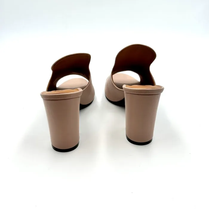 Sabot Mules Via Roma 15 in Pelle Nude Blush Tacco 8cm art 2646, foto 4 di 5