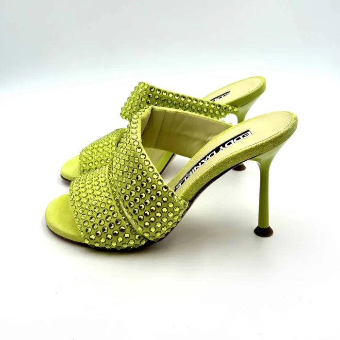 Sabot Mules Gioiello Eddy Daniele  in Camoscio Verde Lime e tacco 10cm art ES23970, foto 3 di 5