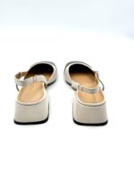 Slingback Bruno Premi in Nappa Avorio con Dettagli a Contrasto Neri Tacco 4cm art BF0403X - immagine 3