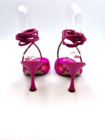 Sandalo Sergio Levantesi in Raso Fucsia con Lacci Amovibili alla caviglia e tacco rocchetto 10cm Art. Samanta - immagine 4