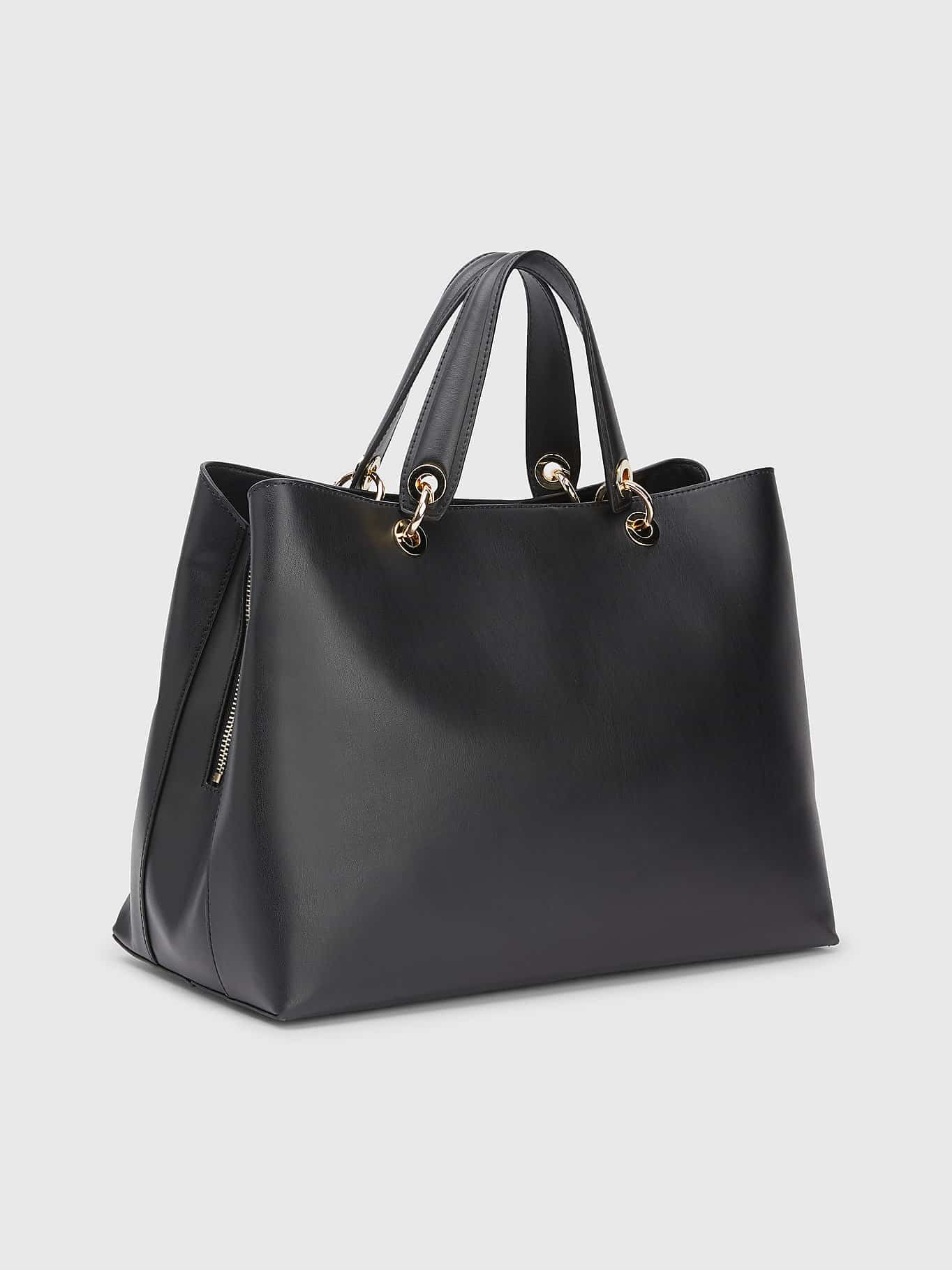 Borsa tote bag da portare alla spalla, chiusura con cerniera nero Tommy  Hilfiger