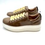 Sneakers Beatrice Lorenzo Mari In Vernice Tortora,Zeppa 4 cm - immagine 3